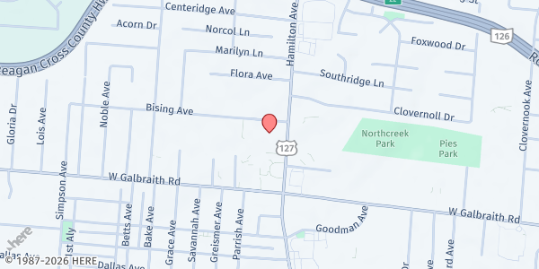 Map showing Journey Community Church at 6997 Hamilton Avenue, Cincinnati, OH