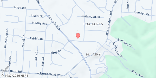 Map showing Little Flower SVDP at 5560 Kirby Road, Cincinnati, OH