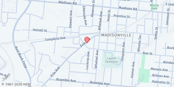 Map showing Madisonville Education & Assistance Center (MEAC) at 4600 Erie Avenue, Cincinnati, OH