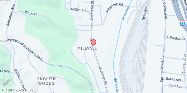 Map showing Mallory Center For Community Development at 3262 Beekman Street, Cincinnati, OH