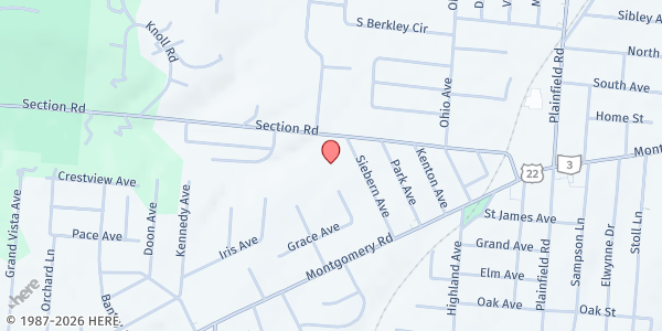 Map showing Mercy Housing: St. Theresa at 6783 Siebern Ave, Cincinnati, OH