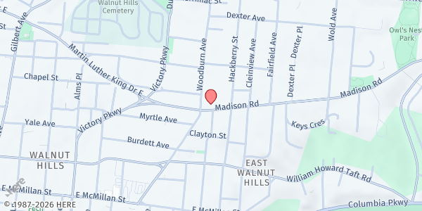 Map showing Mercy Neighborhood Ministries at 1602 Madison Road, Cincinnati, OH