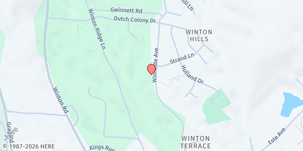 Map showing Mother of Christ Church at 5301 Winneste Avenue, Cincinnati, OH