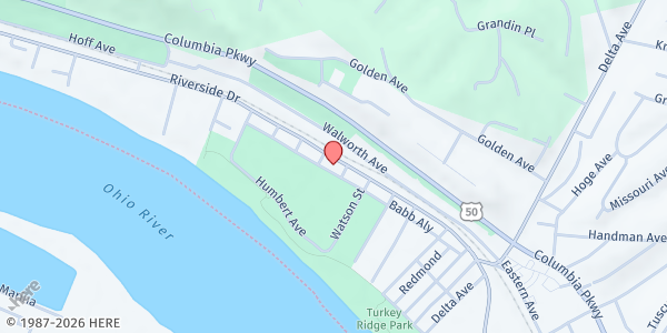 Map showing Mt. Carmel Baptist Church at 3101 Riverside Drive, Cincinnati, OH