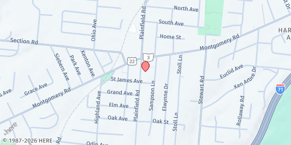 Map showing Mt Sinai Baptist Church at 6850 Plainfield Road, Cincinnati, OH