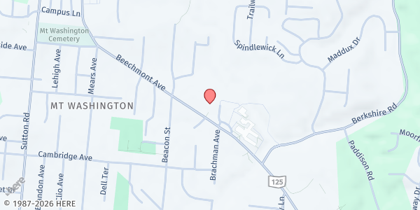 Map showing Mt. Washington Presbyterian at 6474 Beechmont Avenue, Cincinnati, OH