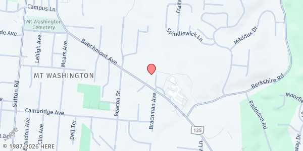 Map showing Mt. Washington Presbyterian Church at 6474 Beechmont Ave, Cincinnati, OH