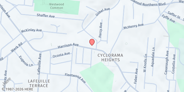 Map showing My Brother's Keeper at 2510 Harrison Avenue, Cincinnati, OH