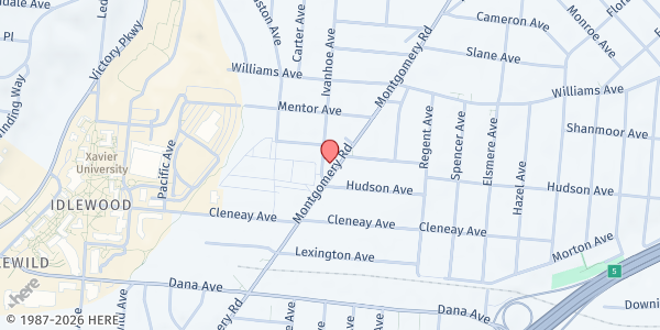 Map showing New Vision Missionary Baptist Church at 3851 Montgomery Road, Cincinnati, OH