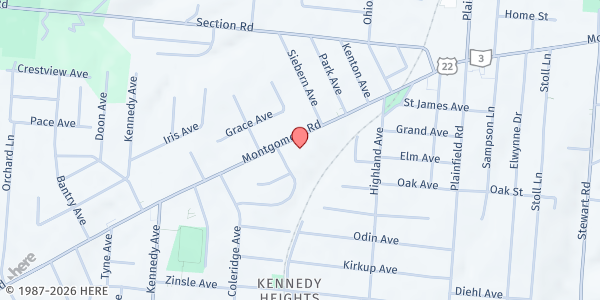 Map showing Olivet Food Pantry at 6838 Montgomery Rd, Cincinnati, OH