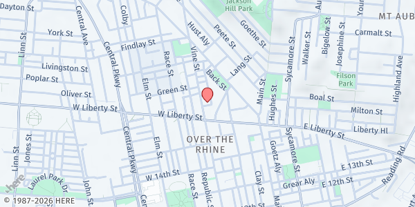 Map showing Over The Rhine Kitchen at 1620 Vine Street, Cincinnati, OH