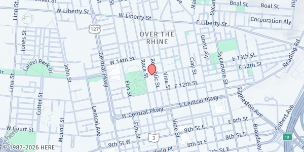 Map showing POAH Communities - Cincinnati at 21 W. 13th St, Cincinnati, OH