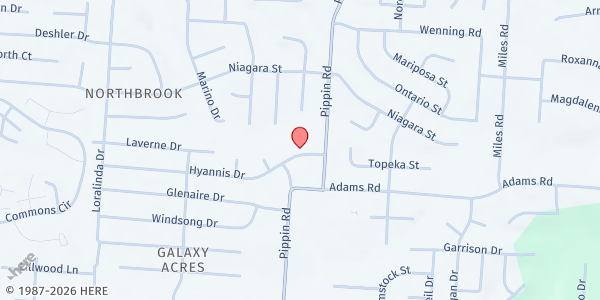 Map showing Pop-Up: Abundant Life Vineyard at 2740 Hyannis Drive, Cincinnati, OH