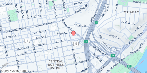 Map showing Pop-Up: Hamilton County PO at 800 Broadway, Cincinnati, OH