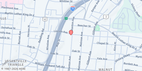 Map showing Pop Up: Little Steps Daycare 2 at 2873 Stanton Avenue, Cincinnati, OH