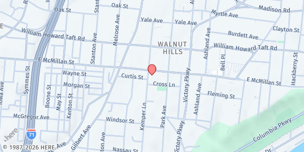 Map showing Queen City Kitchen at 2386 Kemper Lane, Cincinnati, OH