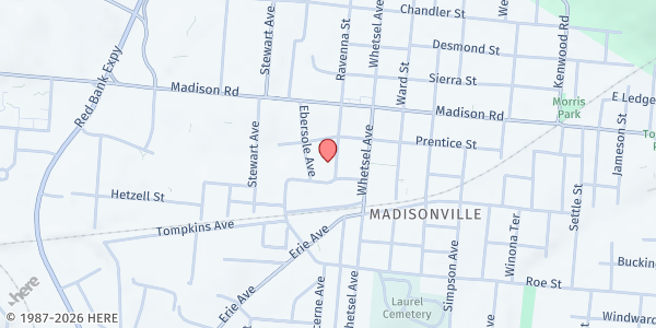 Map showing Reach N Teach at 4809 Ravenna Avenue, Cincinnati, OH