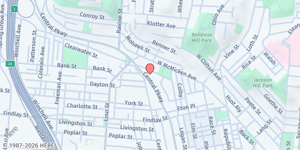 Map showing River of Life Church - Faith Food Pantry at 2000 Central Parkway, Cincinnati, OH