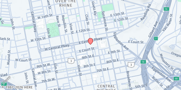 Map showing Salvation Army - Citadel at 120 E. Central Pkwy., Cincinnati, OH