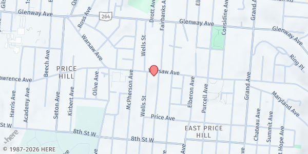 Map showing Salvation Army: Westside Corps. at 3503 Warsaw Avenue, Cincinnati, OH