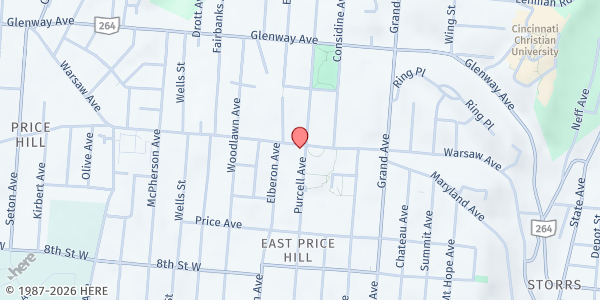 Map showing Santa Maria Community Services at 3301 Warsaw Avenue, Cincinnati, OH