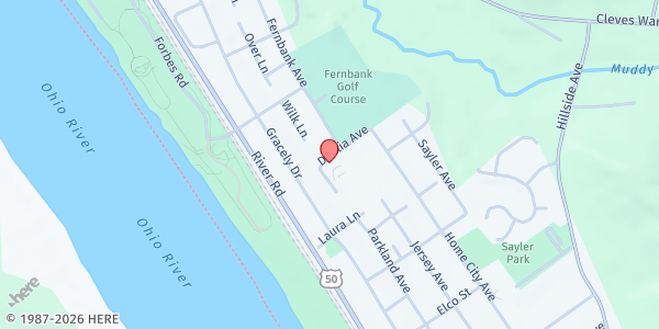 Map showing Serving Saylor Park at 148 Dahlia Ave., Cincinnati, OH