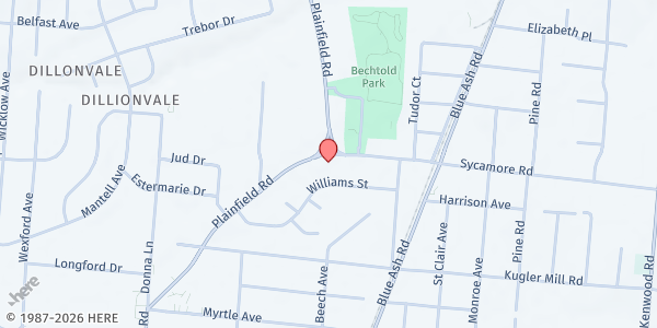 Map showing Serving You Ministries Cafe at 4305 Sycamore Road, Cincinnati, OH