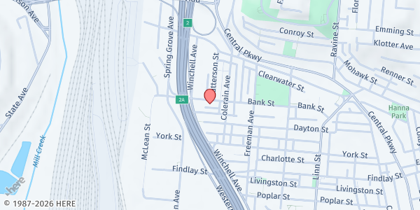Map showing Society of SVDP at 1125 Bank Street, Cincinnati, OH