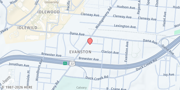 Map showing St. Andrew's Episcopal Church Pantry at 1809 Rutland Avenue, Cincinnati, OH