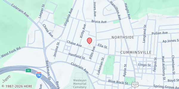 Map showing St. Boniface SVDP at 1750 Chase Avenue, Cincinnati, OH