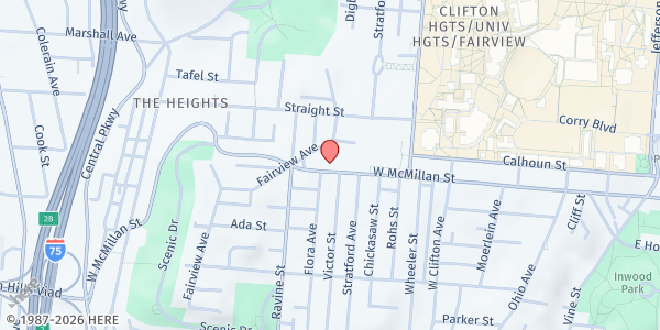 Map showing St. George Interfaith Food Pantry at 328 W. McMillan St, Cincinnati, OH