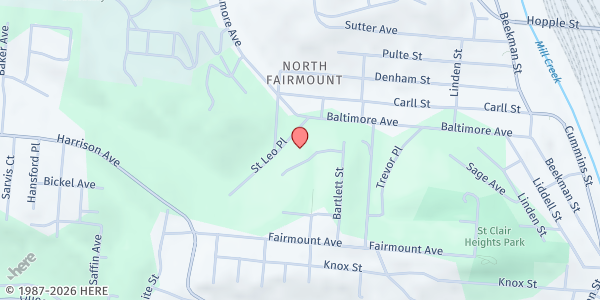 Map showing St. Leo Church Pantry at 2573 St. Leo Place, Cincinnati, OH