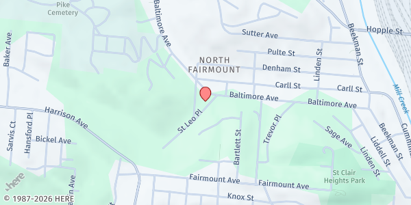 Map showing St. Leo Food Pantry at 2573 St. Leo Place, Cincinnati, OH