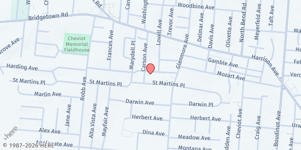 Map showing St. Martin of Tours SVDP at 3720 St. Martin's Place, Cincinnati, OH