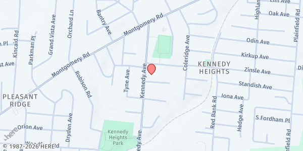 Map showing The Caring Place at 6312 Kennedy Ave., Cincinnati, OH