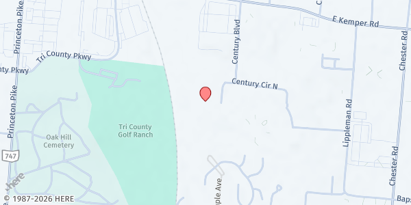 Map showing The Healing Center at 11345 Century Circle Drive West, Cincinnati, OH