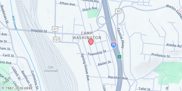 Map showing The Welcome Project- Community Action Agency at 2936 Colerain Ave, Cincinnati, OH