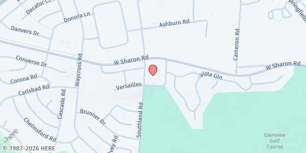 Map showing Transfiguration Spirituality Center at 10998 Southland Road, Cincinnati, OH