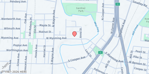 Map showing Valley Interfaith Food & Clothing Center at 420 West Wyoming Avenue, Cincinnati, OH