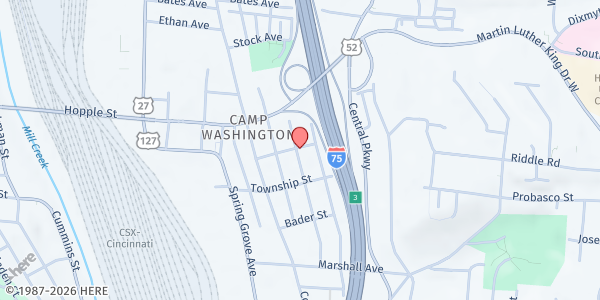 Map showing Washington UCC: Pantry at 2950 Sidney Avenue, Cincinnati, OH