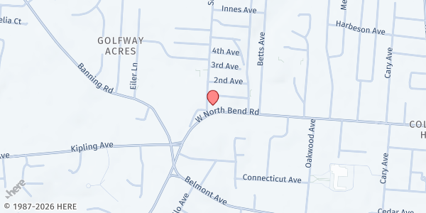 Map showing West College Hill Neighborhood Services at 2062 West North Bend Road, Cincinnati, OH