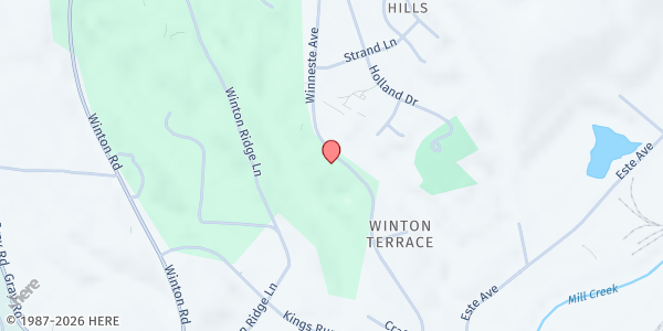 Map showing Winton Hills Community Church at 5255 Winneste Avenue, Cincinnati, OH