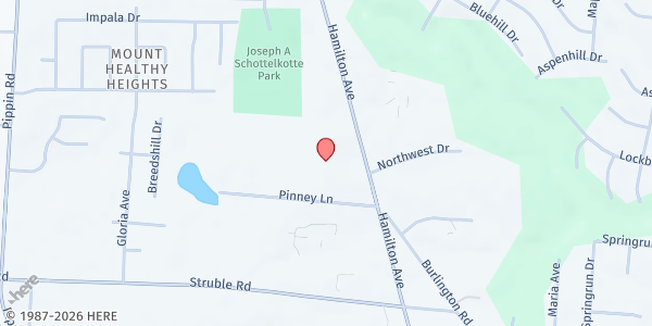 Map showing Word of Life: Ministry Christrian Center at 10555 Hamilton Avenue, Cincinnati, OH