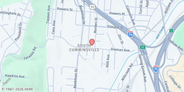 Map showing Working in Neighborhoods - Produce Pop Up Distribution Site at 1814 Dreman Avenue, Cincinnati, OH