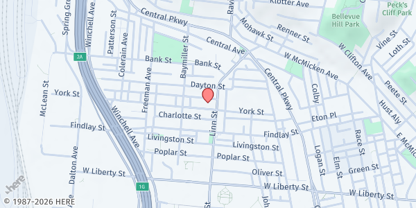 Map showing York Street UMC Pantry at 816 York Street, Cincinnati, OH