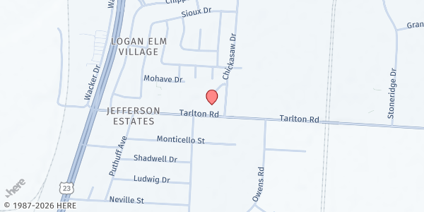 Map showing Pickaway Senior Center at 2105 Chickasaw Dr, Circleville, OH