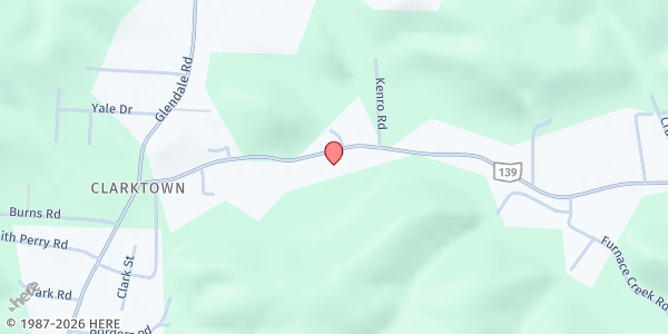 Map showing Grace Baptist Church at 8168 State Route 139, Clarktown, OH