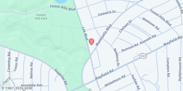 Map showing Abundance Food Pantry at 3031 Monticello Blvd, Cleveland Heights, OH