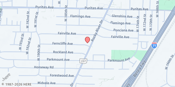 Map showing Alomary Mosque at 4600 Rocky River Dr, Cleveland, OH