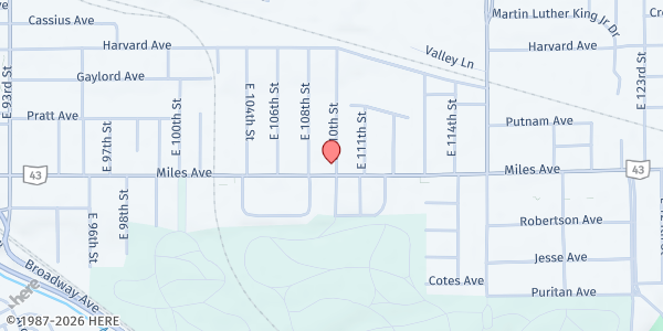 Map showing Benevolent Love Ministries at 10917 Miles Ave, Cleveland, OH